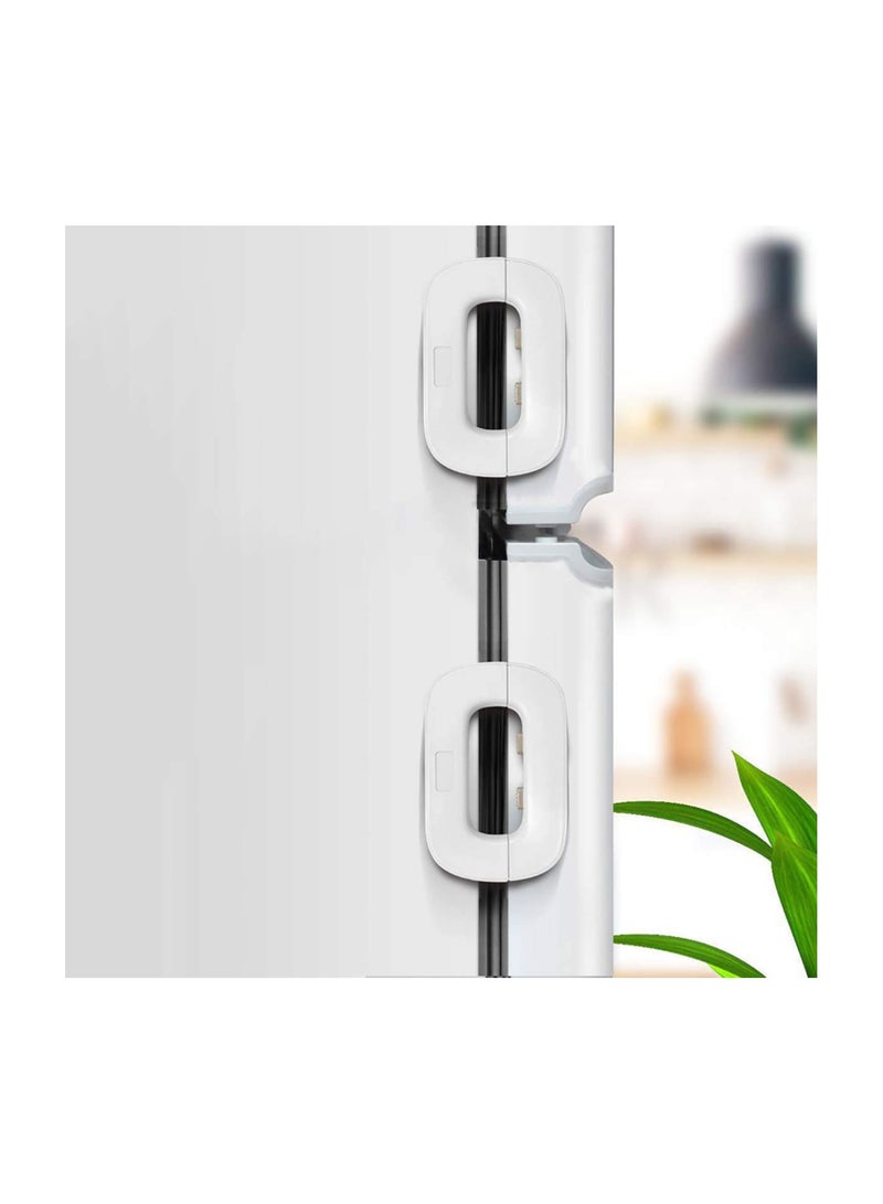 Upgrade Home Refrigerator Fridge Freezer Door Lock, Latch Catch Toddler Kids Child Baby Safety Lock Easy to Install and Use 3m Vhb Adhesive No Tools Need or Drill for Most Fridges(White, 2 Pack) - Image 1
